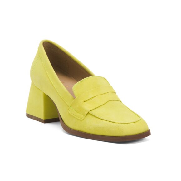 BOS AND CO Pear Suede Ama Heeled Loafers